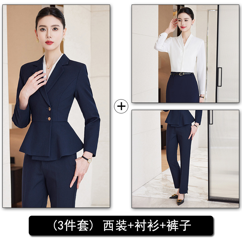 灰色西装套装女2025新款高级感美容院工作服珠宝店女士修身职业装|undefined
