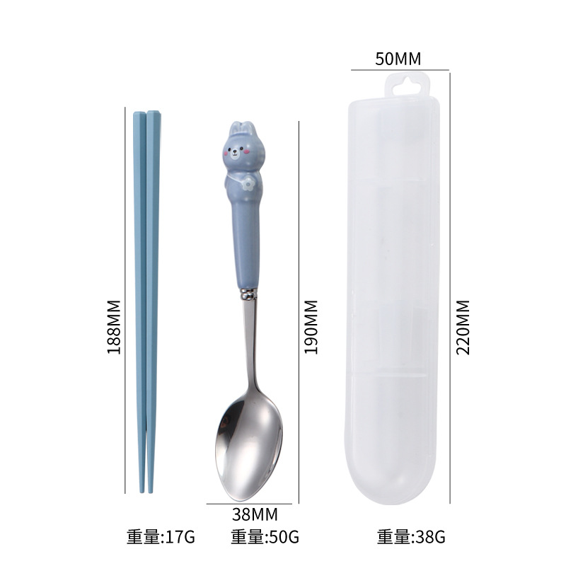 모에 토끼 블루 [젓가락 팁 스푼 세트]