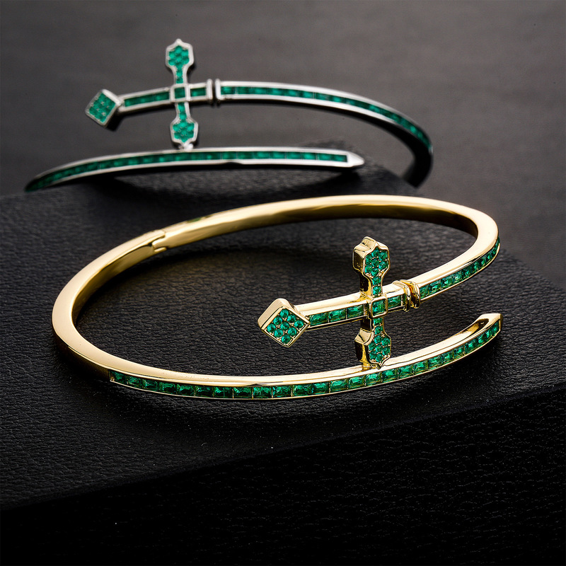 Golden Sword of Justice Bracelet Live Wholesale Mix and Match Wind Textures Metal Cross Simple Color-retaining Jewelry Golden Sword of Justice Bracelet Live Wholesale Mix and Match Wind Textures Metal Cross Simple Color-retaining Jewelry