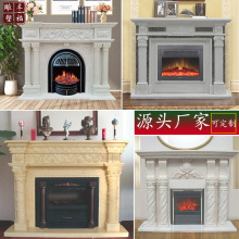 壁炉厂家 米黄色欧式装饰大理石壁炉 别墅酒店客厅石材柱子壁炉架