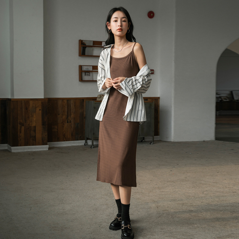 Selected High-Elastic Premium Cotton Camisole Dress for Women, Summer 2026 New Style, Loose Straight Tank Top Long Dress, Over-The-Knee Trendy Selected High-Elastic Premium Cotton Camisole Dress for Women, Summer 2026 New Style, Loose Straight Tank Top Long Dress, Over-The-Knee Trendy