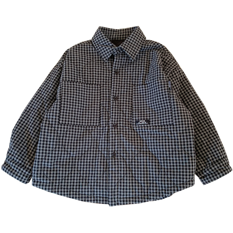Baodua ropa para niños camisa acolchada para niños Otoño e Invierno 2023 nueva ropa de invierno para niños camisa a cuadros engrosada moda