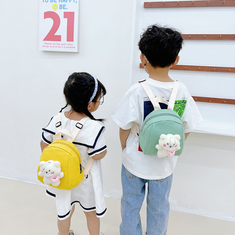 Mochila de caricatura de peluche mini bebé mochila de jardín de infantes lienzo de clase pequeña mochila ligera para niños
