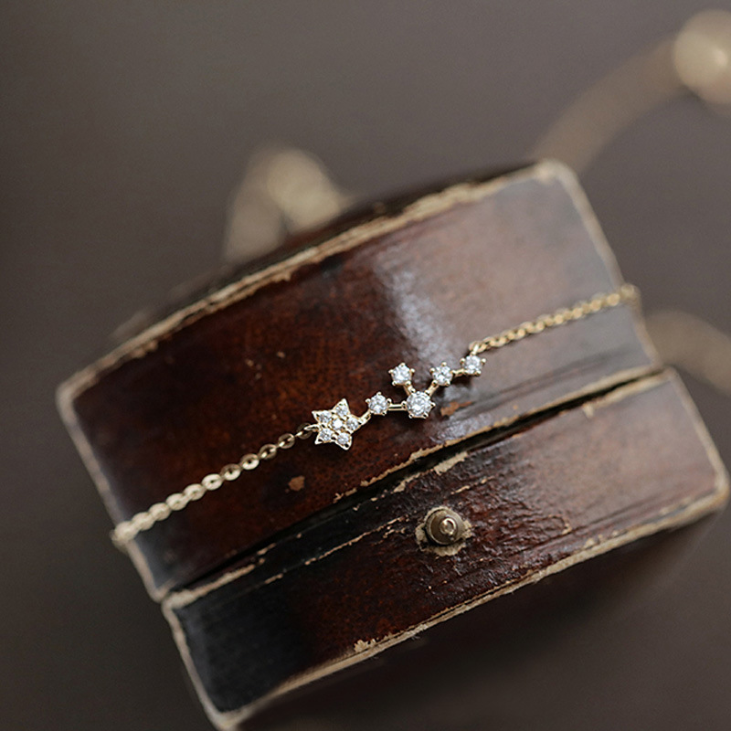 Daily Occasion 925 Sterling Silver Material 925 Sterling Silver Zircon Cable Chain Inlay Star Necklace