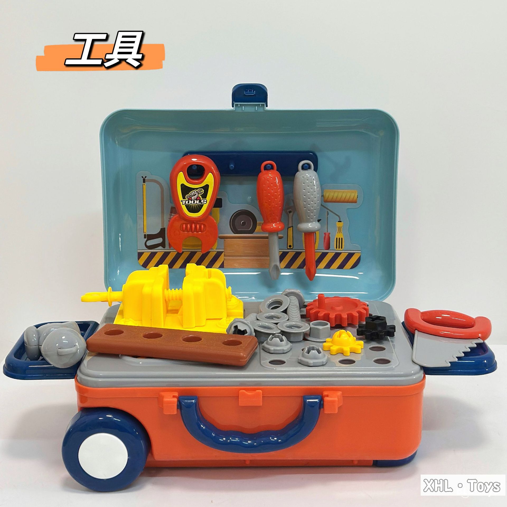 Caja trolley de juegos para bebés transfronterizos/comida de simulación portátil de doble uso Cocina Doctor Herramientas Maquillaje Utensilios de cocina Juguetes