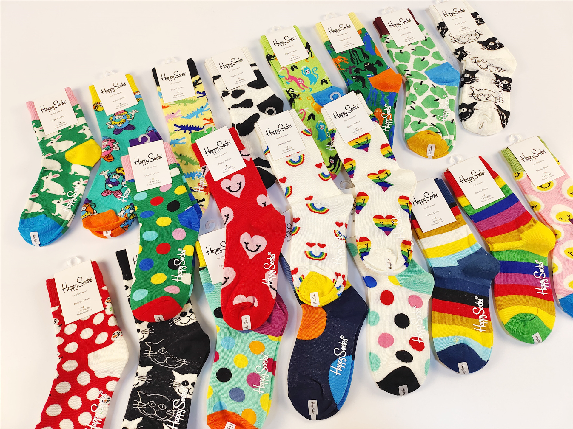 新HappySocks 7-9歲兒童襪子卡通襪棉透氣襪寶寶襪運動襪個性彩襪