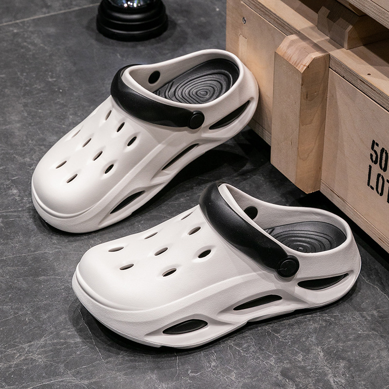 Zapatos de verano para mujeres pareja de arena antideslizante fondo grueso antiodor fugas zapatillas frías para hombres pisando mierda