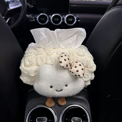 Tissue Box Holder, Armrest: Car tissue box/set - bow-cloud-puff-armrest-box-tissue-box