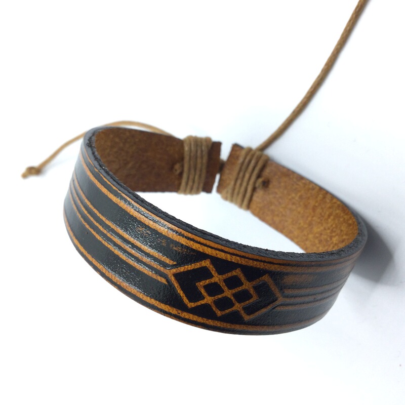 Cross-border Wrap Fashion Handmade Woven Bracelet Men's Women's PU Leather Bracelet Men's Bracelet Vintage Ethnic Style