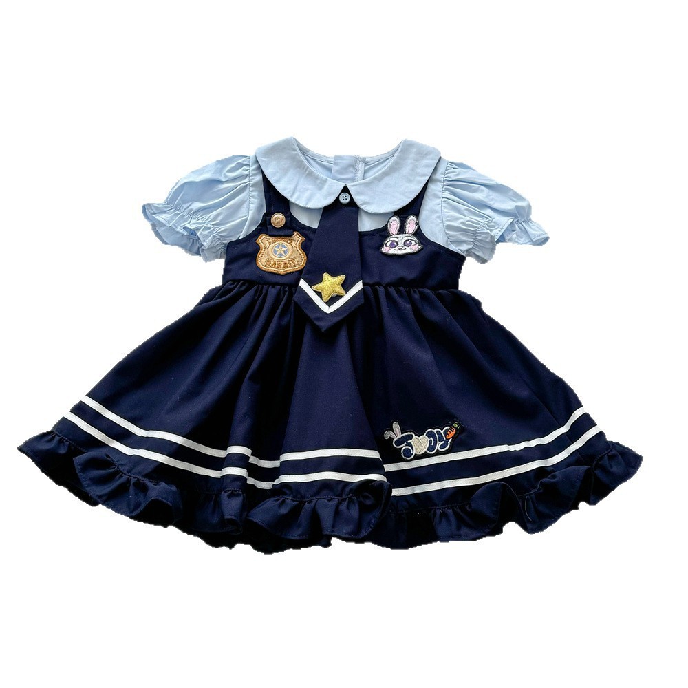 Vestido de princesa Lolita de siete niñas de limón salado estilo occidental 2025 nuevo vestido de policía de conejo de bebé de niña de verano