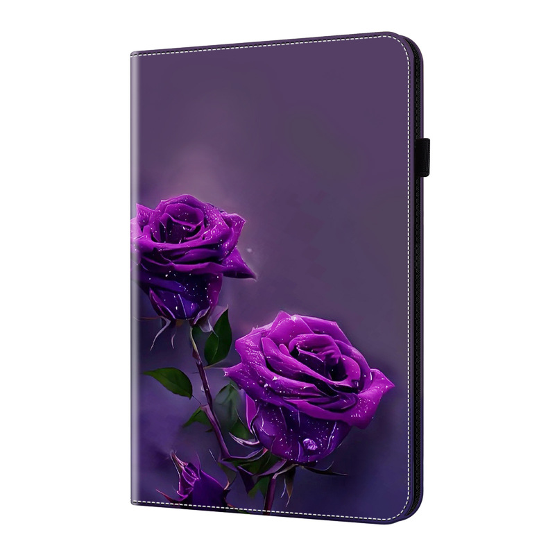 For Samsung Tab A9plus Flat Leather Case S9FE Cartoon Painted Flower Card Holder A7 lite
