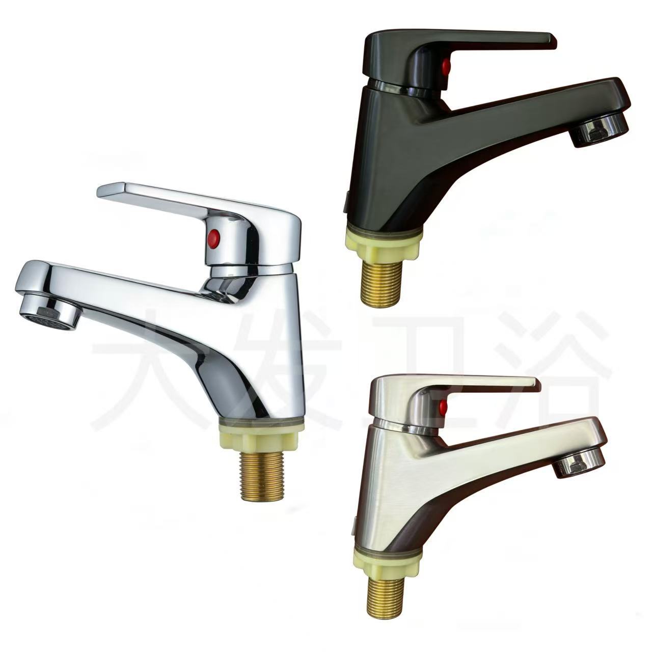 Cuadrado transfronterizo un solo grifo de agua fría lavabo cuatro lados lavabo grifo de mesa lavabo bajo un solo grifo de agua fría lavabo