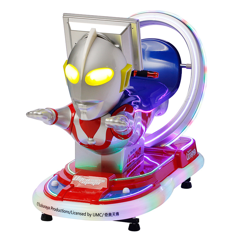 2024 nuevo coche eléctrico de monedas para niños 15 pulgadas HD LCD pantalla interactiva Ultraman guerrero mecedor