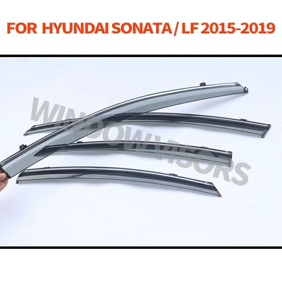 Rain shield 14-19 Ninth-Generation Sonata - cross-border-precision-labeling-without-car-logo-sonata-9th-generation-mk7-lf-2015-2019-pc-with-3d-stainless-steel-bright-strips-rain-shield