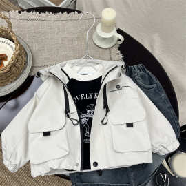 格林小客男童春装外套洋气儿童酷帅工装冲锋衣男孩夹克宝宝派克服