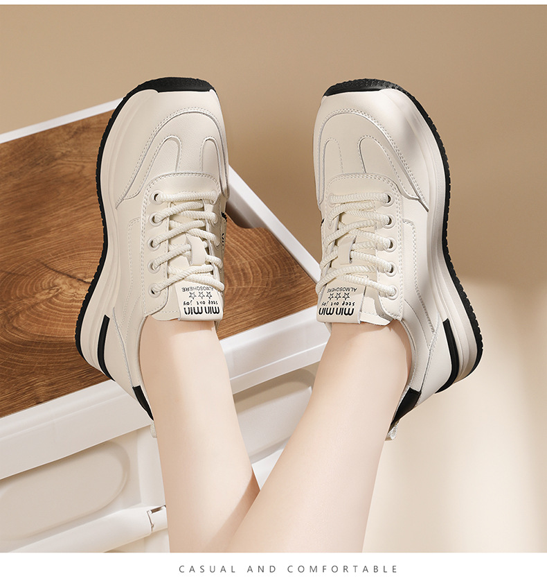 Giày sneaker nữ da thật đế mềm thoải mái, giày du lịch trắng thể thao trung niên mùa xuân hè — JST 1801 kaki trắng, JST 1801-1 kaki trắng thoáng khí, JST 1801-1 trắng đen thoáng khí, JST 1801 trắng đen chi tiết 5