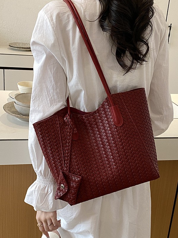 Bolso de mujer 2026 nuevo estilo transfronterizo de alta calidad tejido de moda canasta de verduras de hombro bajo la axila bolso de madre