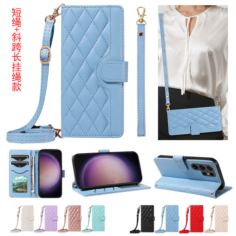 With Long Lanyard for Samsung S25edgeS24 Xiaoxiang Style Leather Case A56 Mobile Phone Case A55 Protective Case A13