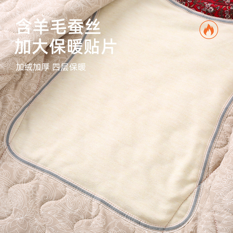 노인용 두꺼운 벨벳 보온 속옷, 중노인 가디건, 가을 코트, 누빔 보온 상의