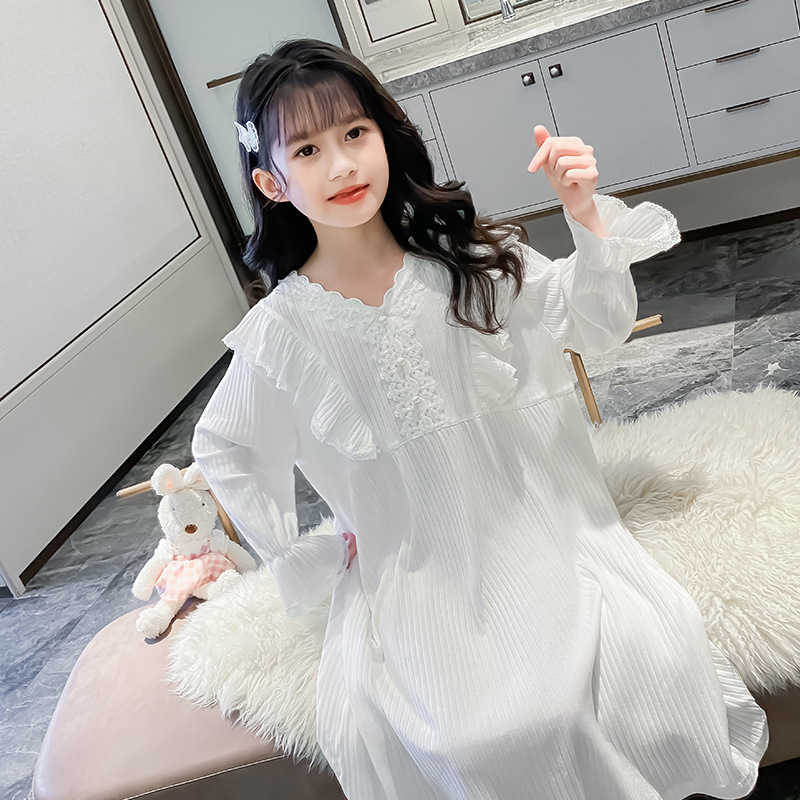 女童睡衣儿童春秋季棉长袖女孩15中大童12岁家居服薄款套装