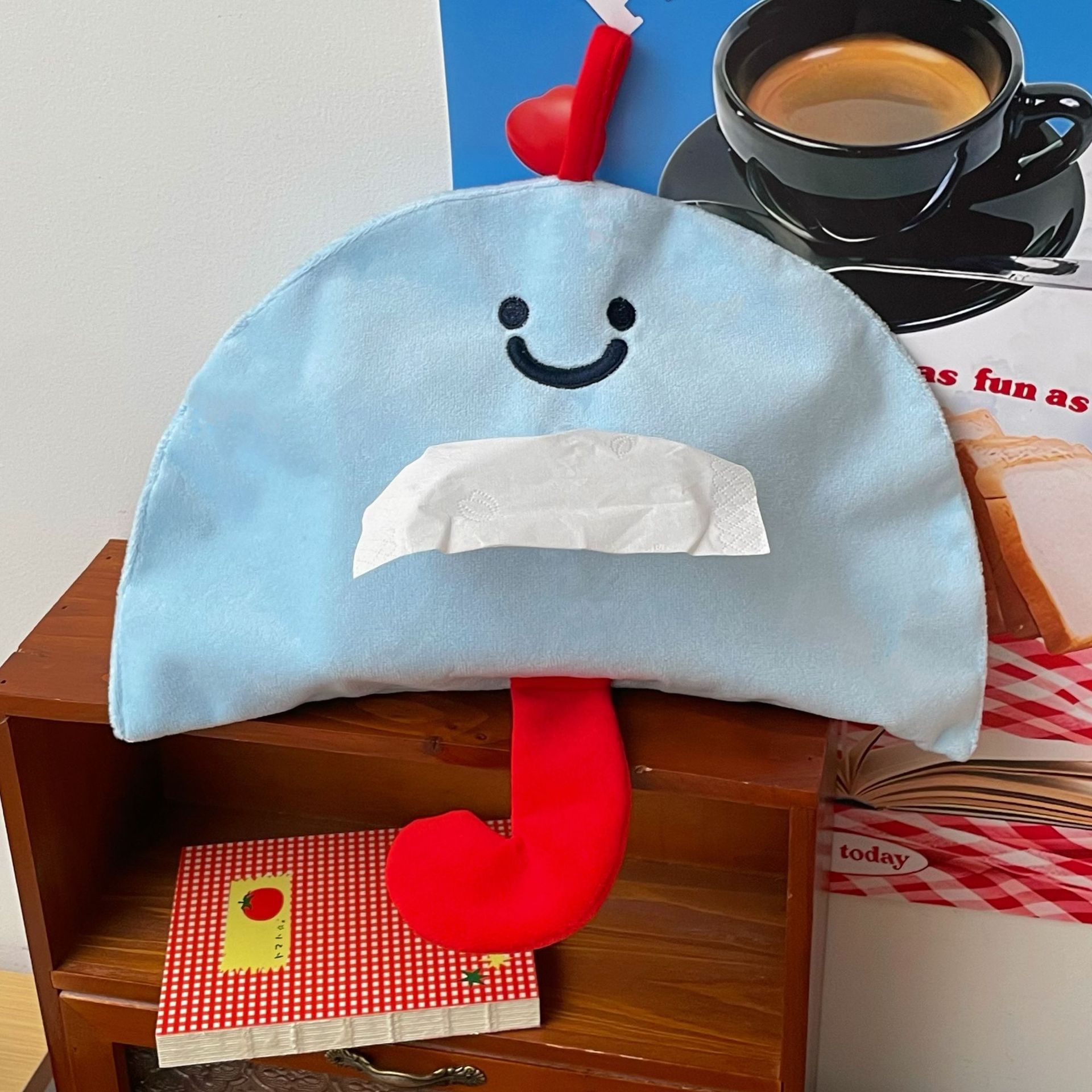 Hermosos hongos sin perforación cubierta de toallas de papel de pared caja de toallas de papel pequeño libro rojo con el mismo estilo en caja de extracción creativa de alto valor facial