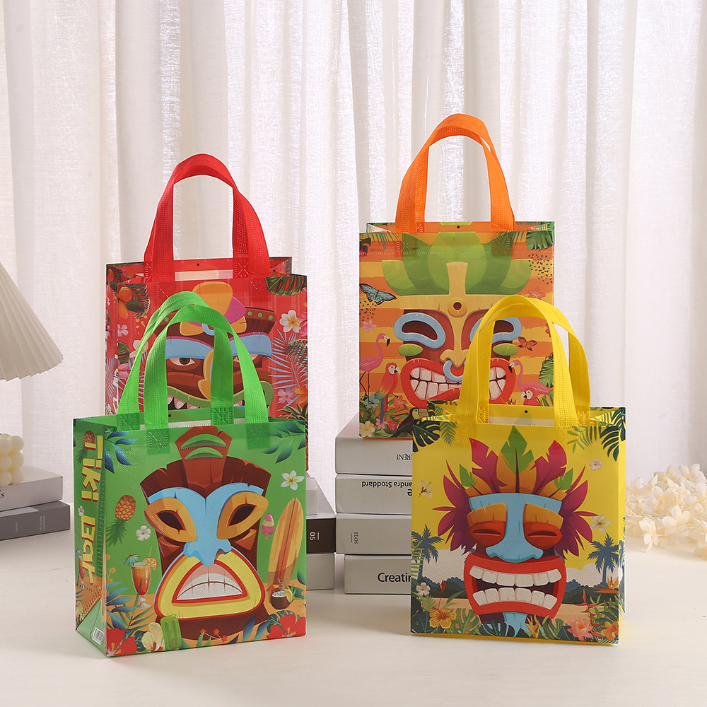 购物防水包装袋夏威夷派对礼品袋无纺布袋子批发印花卡通手提袋