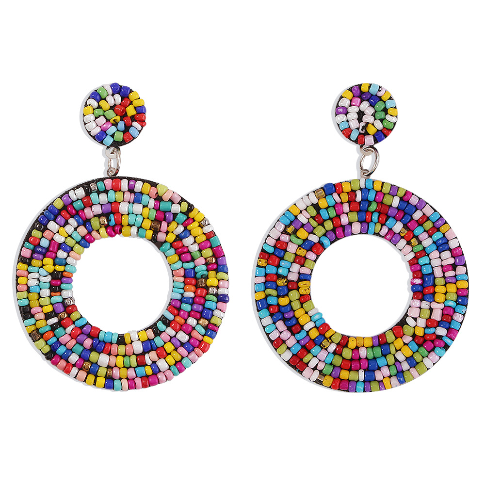 Bohemian geometric round rice bead earrings wholesale Nihaojewelry