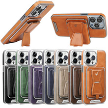 适用iPhone15ProMax磁吸支架手机壳苹果14Pro多功能卡包保护皮套