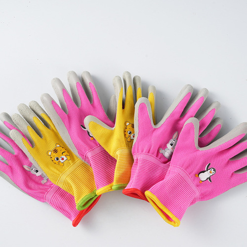 Children's wear-resistant anti-slip gloves, seashore protection gloves, children's pet care labor protection gloves, wear-resistant rubber-coated gloves