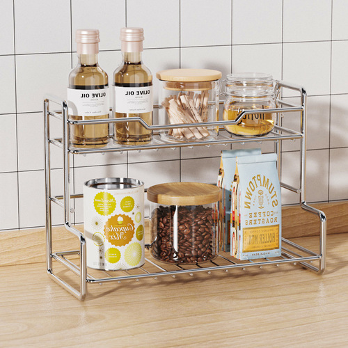 Stainless steel bathroom storage rack without punching bathroom storage rack multifunctional bedroom kitchen desktop storage rack