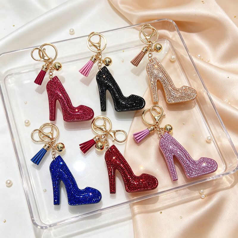 2026 New Cross-Border Style Rhinestone High-Heeled Shoe Keychain, Fashionable Light Luxury Temperament, Unique Niche Handbag Accessory for Women