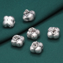 纯银吊坠99足银称心如意柿子挂件 复古爱心3D硬银DIY手工材料饰品