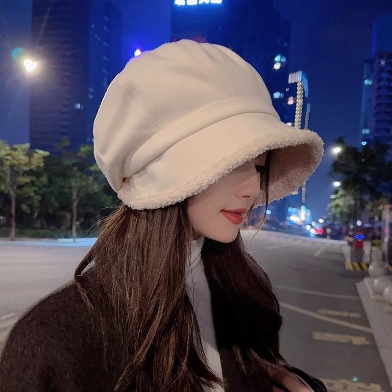 Gorro de invierno estilo japonés, forrado de felpa, tres en uno, cálido