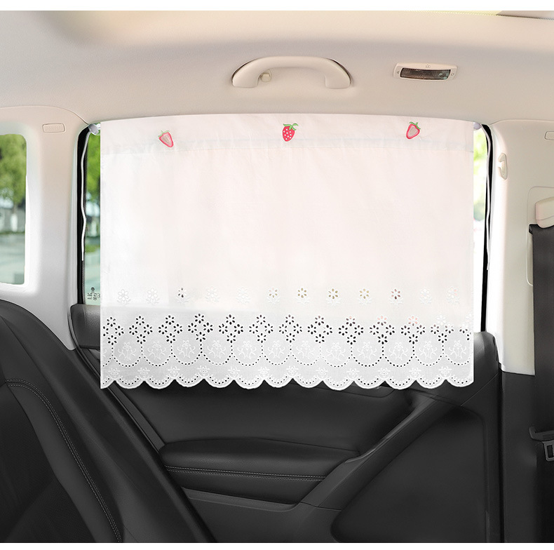 Car Sunshade Curtain Suction Type Fresh Cute Sun Protection Heat Insulation Curtain Children's Rear Window Blind Car Curtain