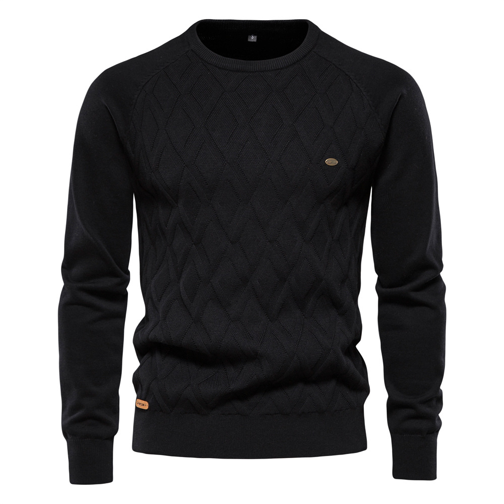 Hochwertiger 2024 Herbst- und Winterneuheiten Pullover aus reiner Baumwolle mit einfarbigem Strickpullover für Herren_voghion.com