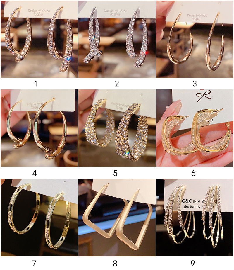 1 Pair Fashion Geometric Alloy Plating Rhinestones Womenu0027S Earrings