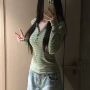 开领条纹长袖秋季t恤