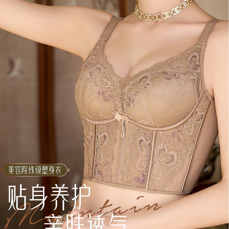 Vest-Style Lingerie for Women with Small Busts, Push-Up, Side Support, Lace, Sexy, Anti-Sagging Bra, Shapewear