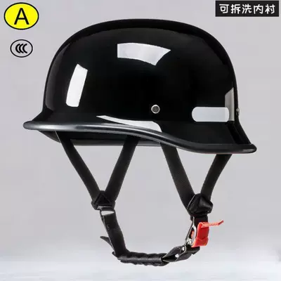 Motosiklet kaskı (dəbilqə) — motorcycle cruiser half helmet - glossy-black-free-face-towel-m55-56cm