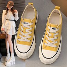 厚底帆布鞋女2025春季新款百搭休闲运动板鞋小个子增高超火小白鞋