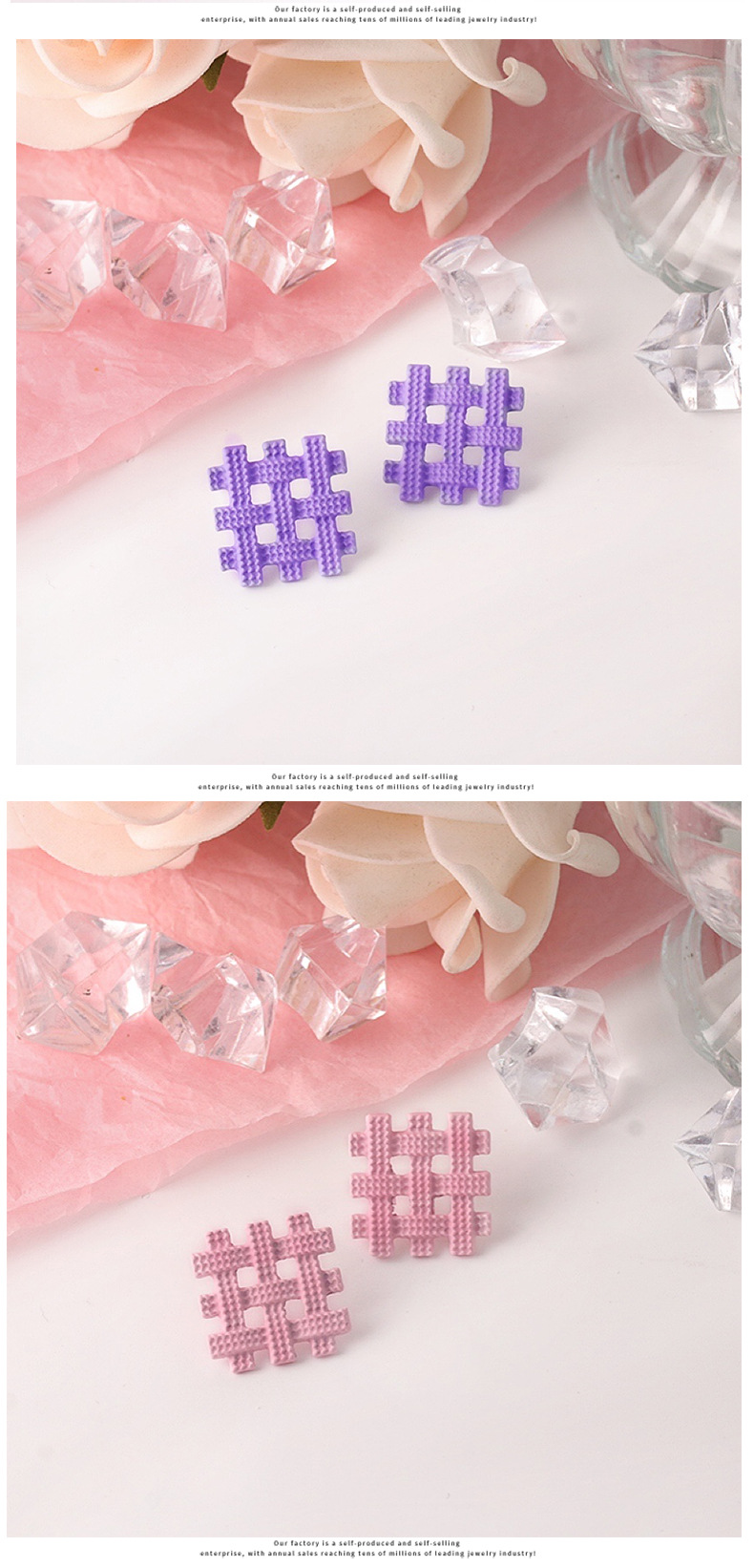 1 Pair Sweet Lattice Alloy Women's Ear Studs display picture 2