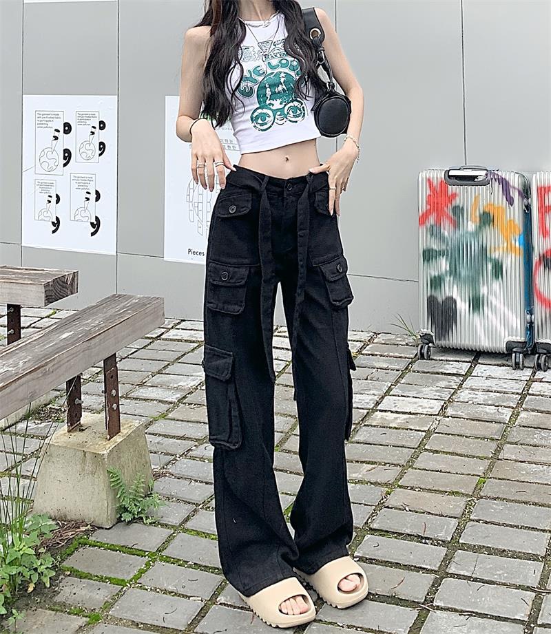 Women's Street Streetwear Solid Color Full Length Patchwork Casual Pants Cargo Pants display picture 4