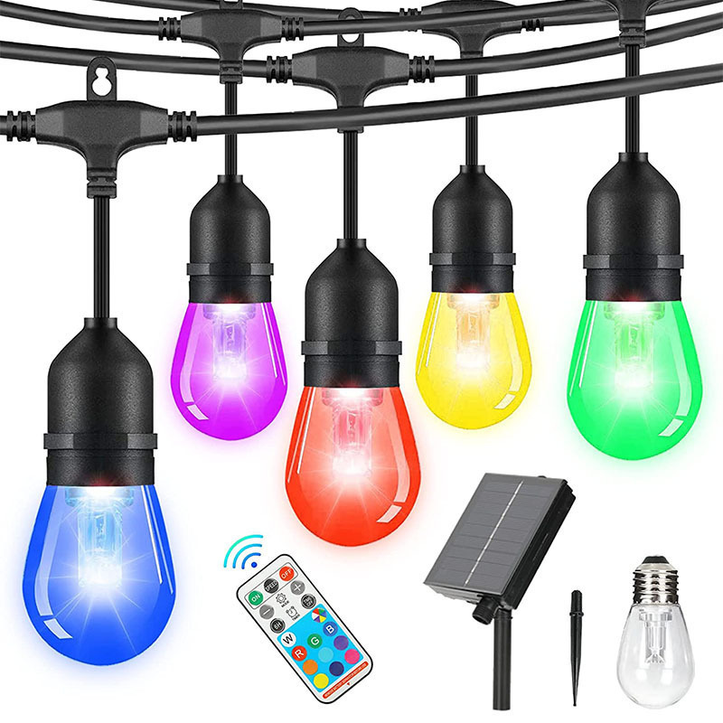 IP65 Waterproof Color-Chasing LED String Lights – Solar/Plug-in Remote Control (16FT/32FT/49FT, S14 Bulbs, CE Certified, For Garden/Christmas/Party)​_voghion.com