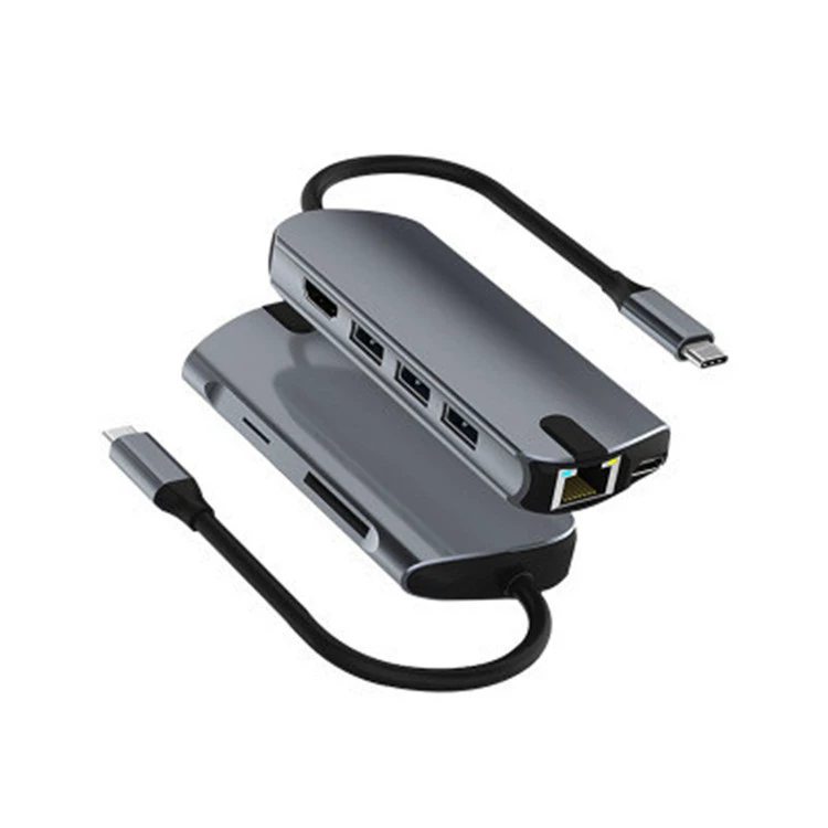 Док-станция Type-C 8-в-1, USB-хаб многофункциональный с гигабитным сетевым портом для компьютера