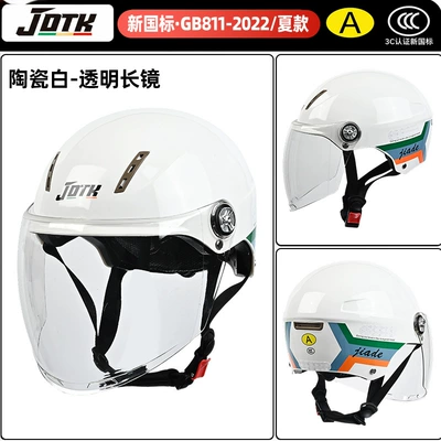 Suitable for Men and Women, All-Season: Motosiklet kaskı (dəbilqə) - summer-ceramic-white-ribbon-transparent-long-mirror