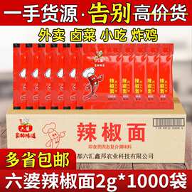 六婆香辣蘸料2g辣椒面1000袋火锅干碟烤肉烧烤撒料辣椒粉家用SG
