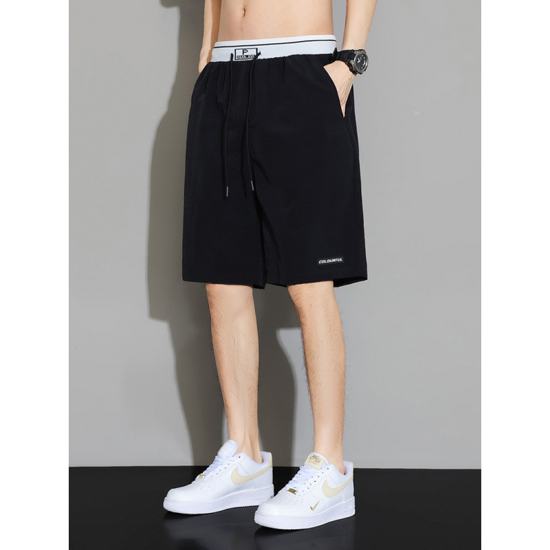 Pantalones cortos delgados de hielo para hombres de verano sueltos y versátiles de cinco puntos deportivos casuales de playa secados rápidos pantalones cortos de baloncesto calzoncillos