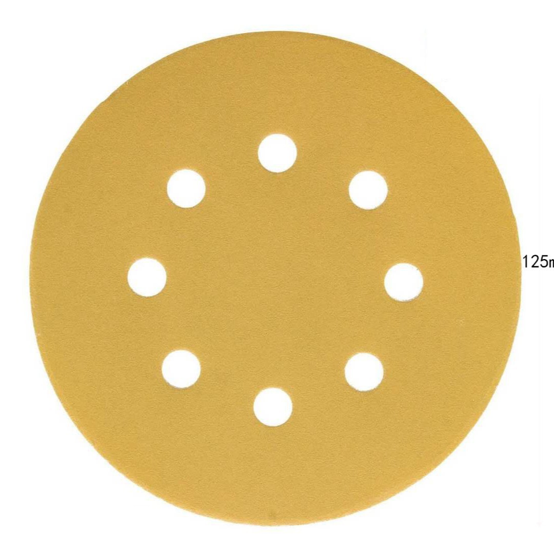 亚马逊速卖通黄色圆盘砂纸125mm8孔拉绒片套装 背绒砂纸植绒