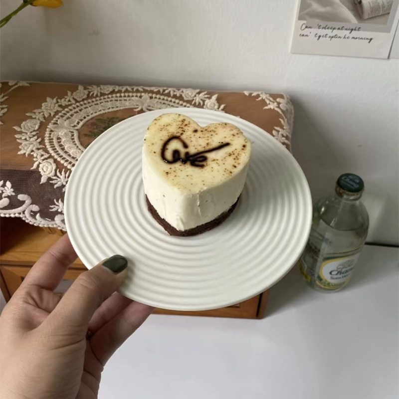 Danish Frosted Pure Color Simple info Thread Ceramic Plate Dessert Plate Cake Plate Bread Tray Sushi Plate