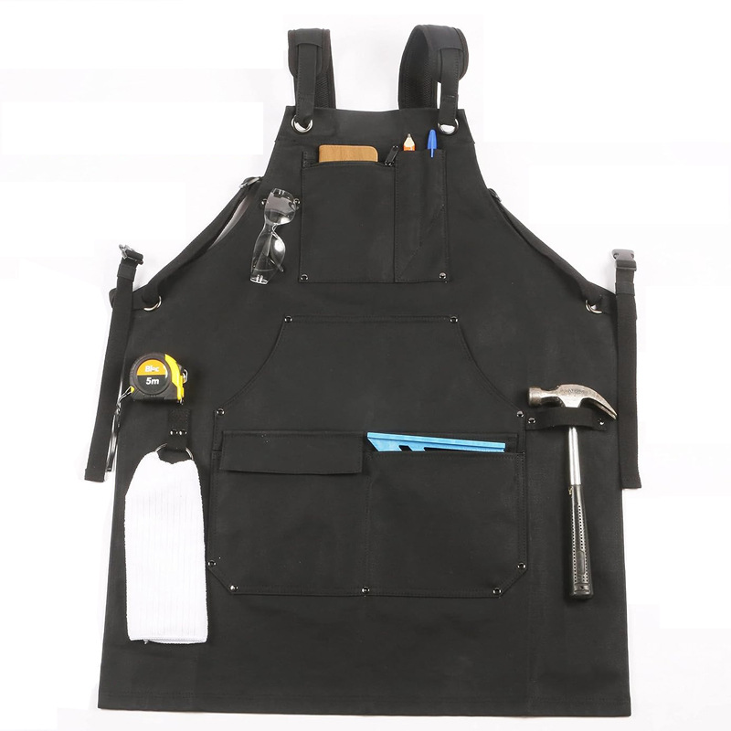 Transfronterizo Amazon engrosamiento lona delantal herramienta barbacoa al aire libre carpintería ropa de trabajo Pu delantal logotipo personalizado